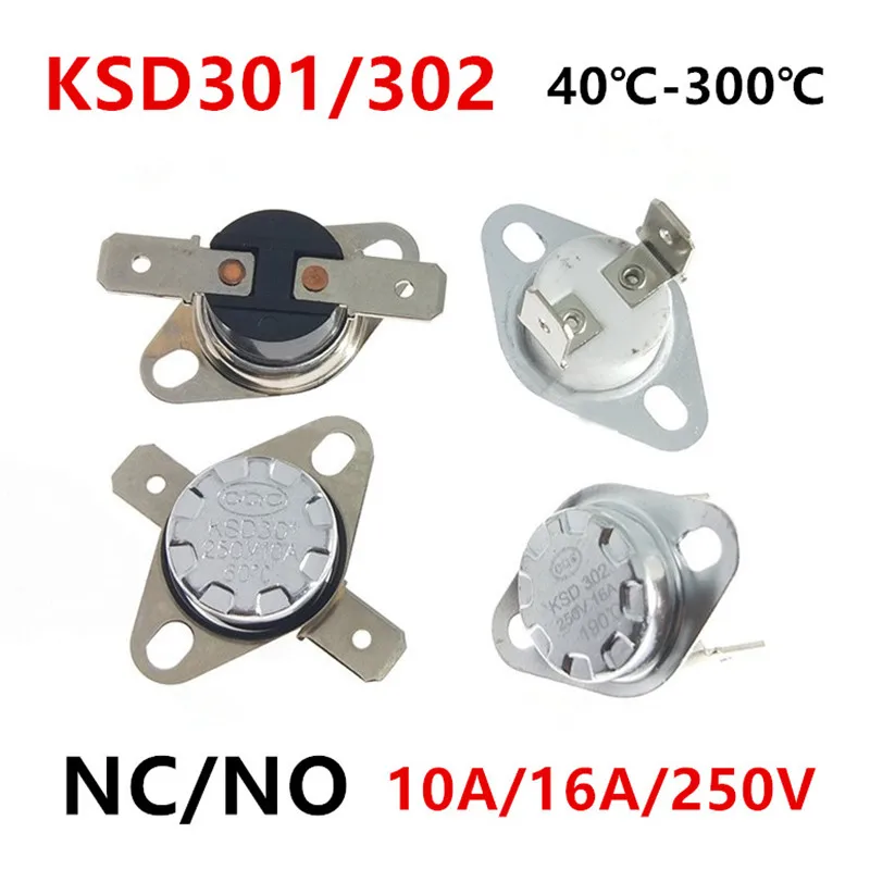 KSD301 KSD302 40-300degree Ceramic 10A 16A 250V Normally Closed Open Temperature Switch Thermostat45C 75C 85C 90C 135C 220C 300C 5pcs lot ksd301 ksd302 185c 185 celsius degree 16a 250v nc normally closed ceramics temperature switch thermostat control switch