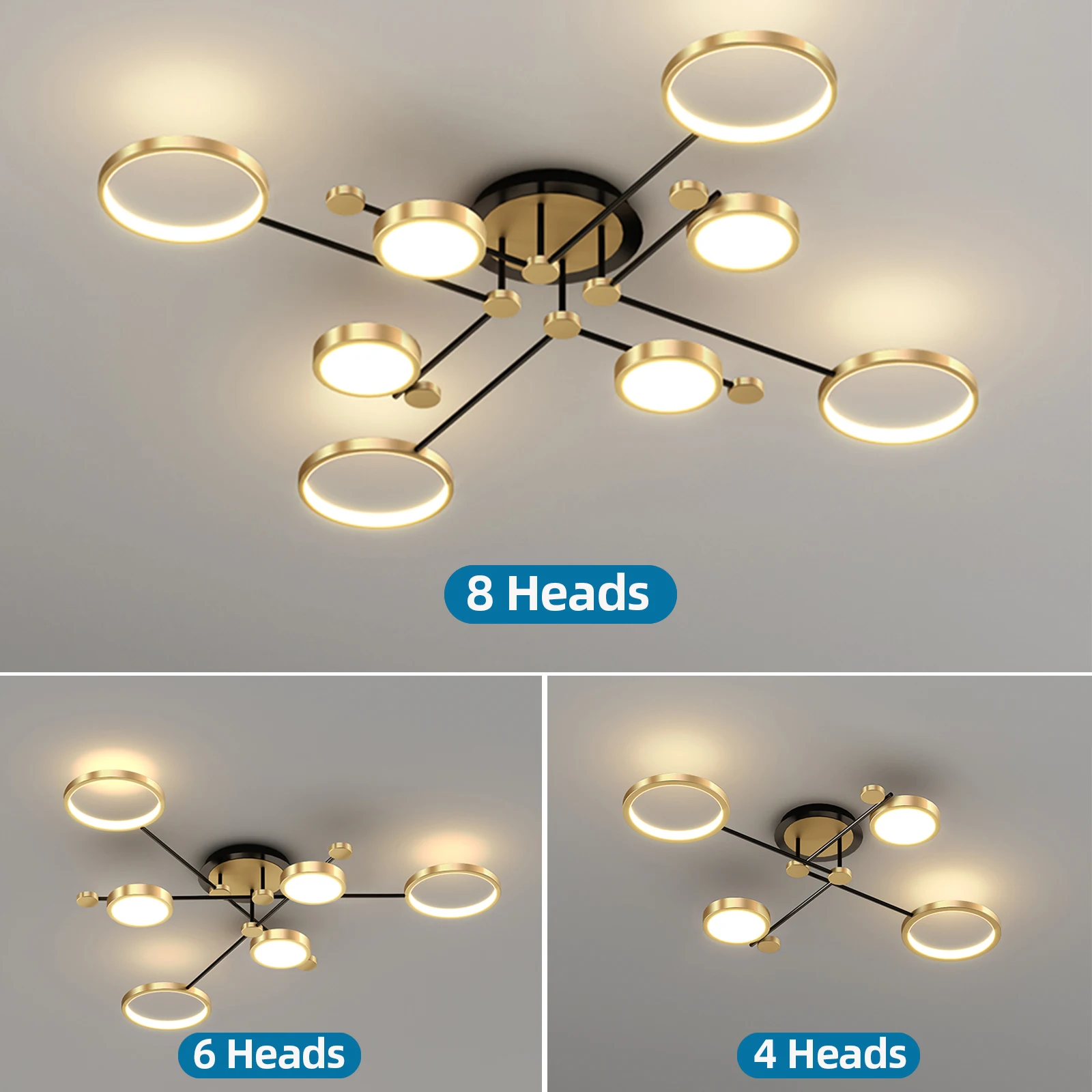 Nordic Pendant Light Gold Black Ceiling Chandelier Image 4