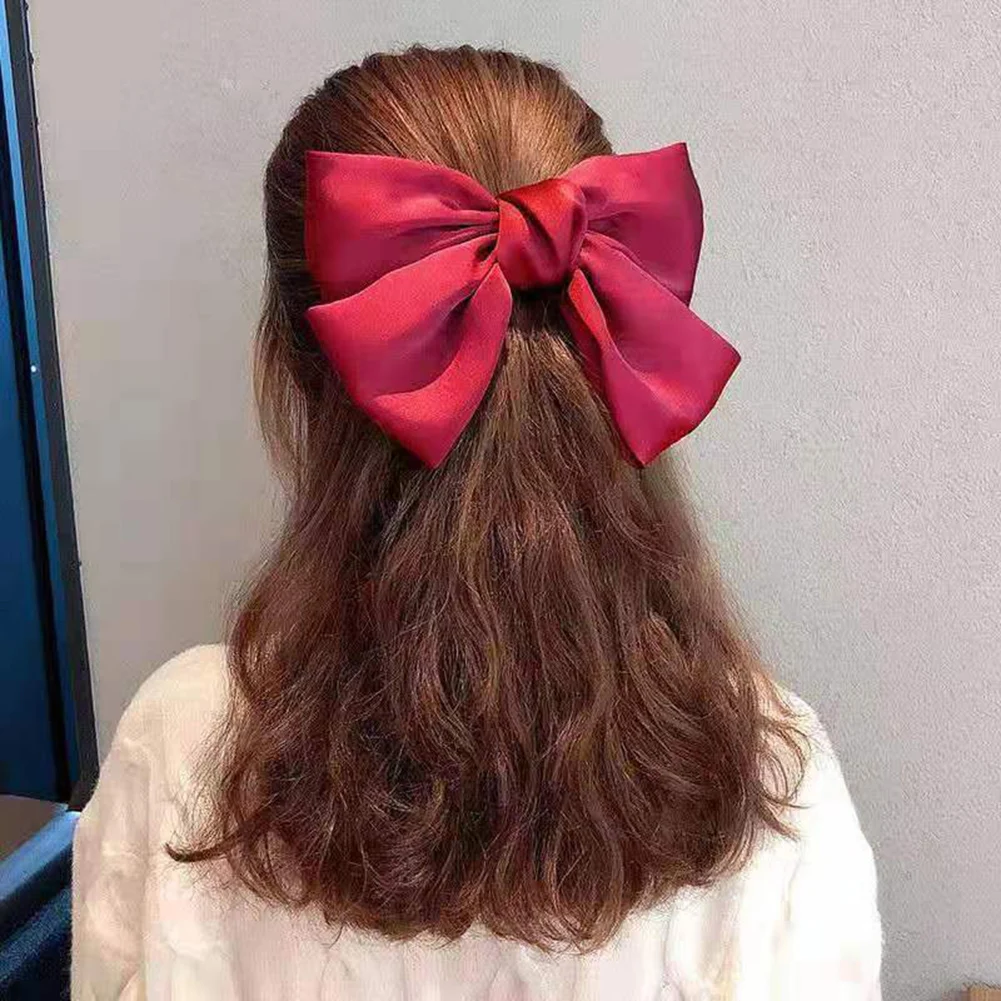 Bow Hair Accessories Red, Elastic Hair Big Bow Tie