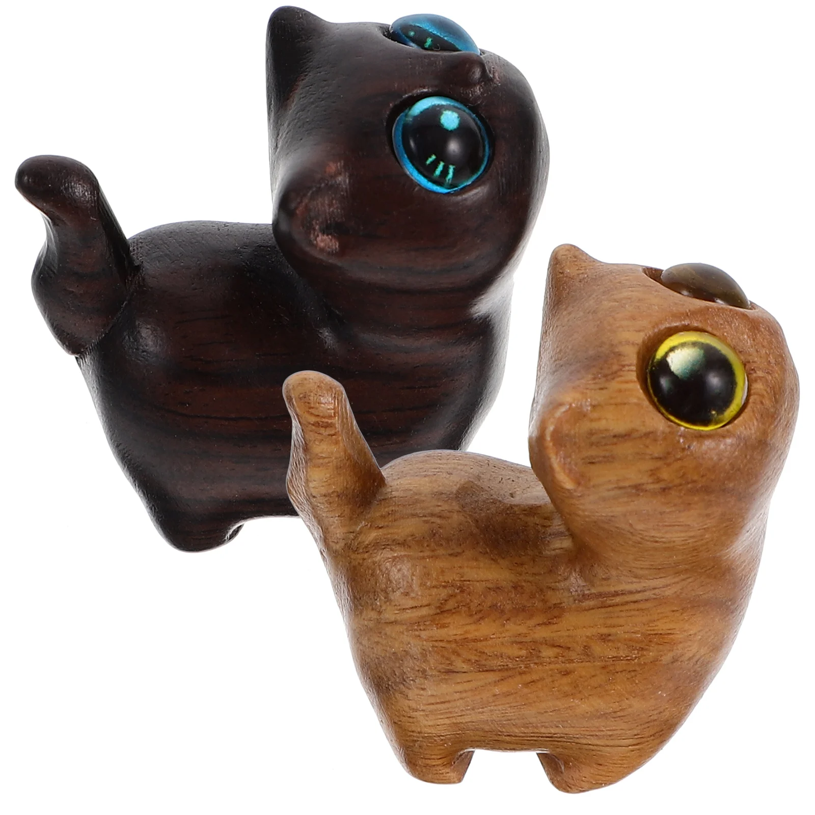 

2 шт. Ретро Декор кошка украшение винтажная Статуэтка Wen Wan деревянные статуи животных зеленые сандаловые статуэтки домашний стол