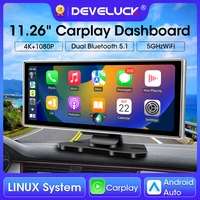 11.26 นิ้วรถ DVR 4K Dash Cam Dual Lens Wireless Carplay & Android Auto Video Recorder Monitor GPS นําทาง 5G Wifi FM AUX
