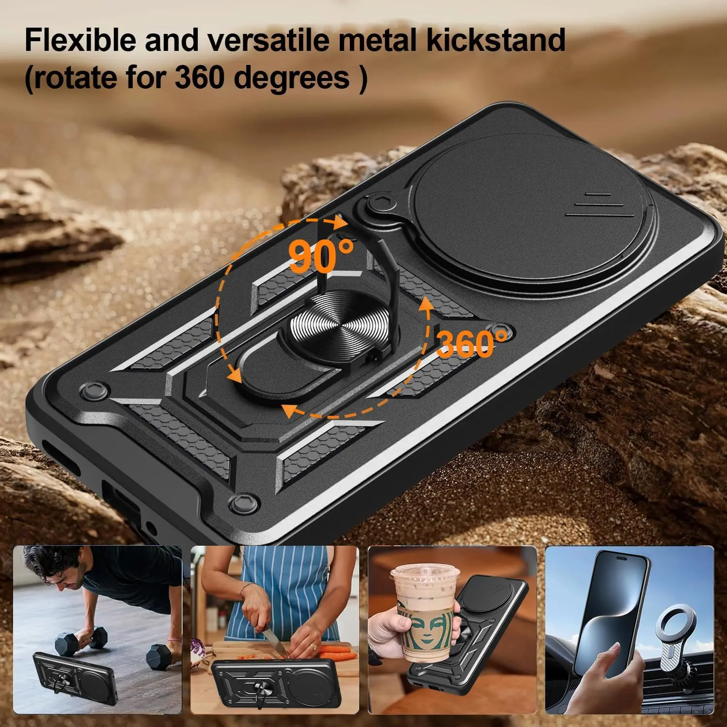 Military Armor Case with Ring Stand Holder - Enhanced Protection Cover