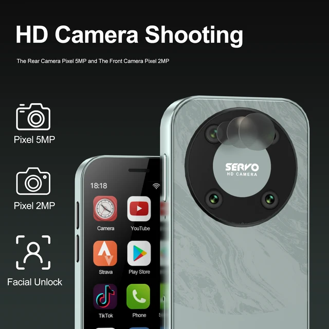 SERVO KING9000, petit téléphone portable Smartphone, écran HD 3.0 ", Android 10.0, réseau 4G, persévérance, 2 Go + 16 Go, 2000mAh,Reconnaissance faciale , mini téléphone portable 5