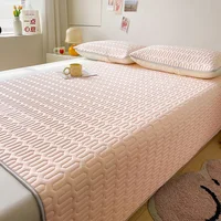 YanYangTian New Solid color Simple Mattress Luxury Foldable latex mattress bedroom Bedspread Ice silk mat 150 single Bed cover 1