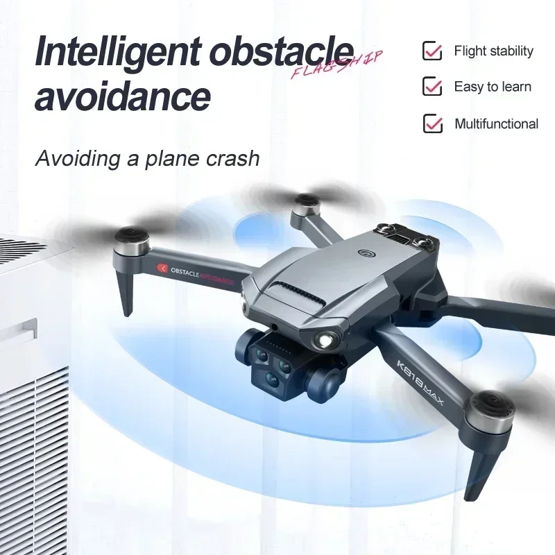 Drone K818 MAX avec caméra HD, pliable, GPS, retour auto, 25 min vol