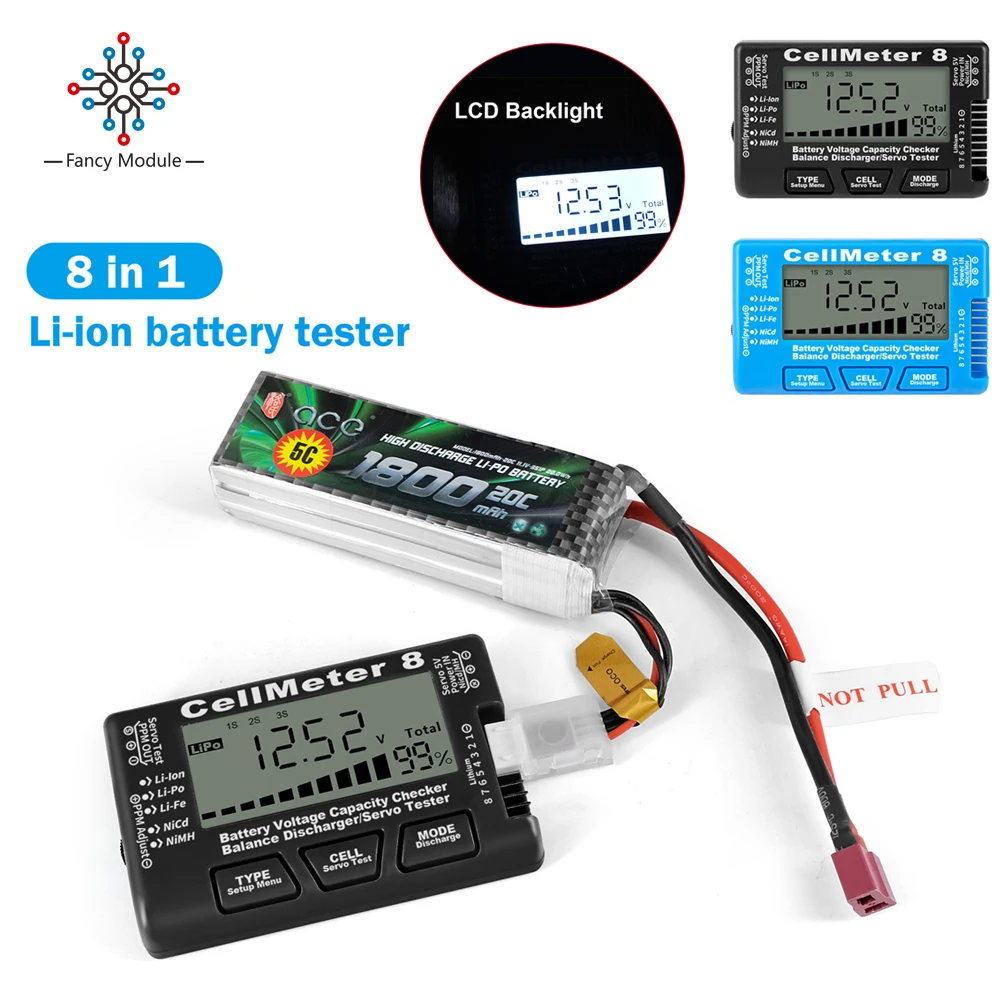 CellMeter8 LCD Digital Battery Capacity Tester Lithium Cells 2 8S cellmeter8-lcd-digital-battery-capacity-tester-lithium-cells-2-8s