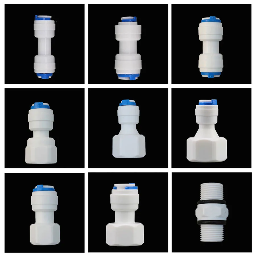 1/4" 3/8" OD Hose Tube 1/8" 1/4" 1/2" 3/4" Plastic Pipe Quick Connectors RO Water Connector Fittings Reverse Osmosis System pipe fitting,tee adapter