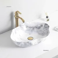 Personalized Simple Bathroom Sinks for Balcony Nordic Colored Patterned Non-porous Basin Creative Ceramic Sink for Kitchen 2