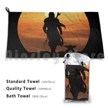 Mandos Babys Inspired Silhouette Bath Towel Beach Cushion Cartoon Movies Meme Galaxy Vintage Video Fighter Clone