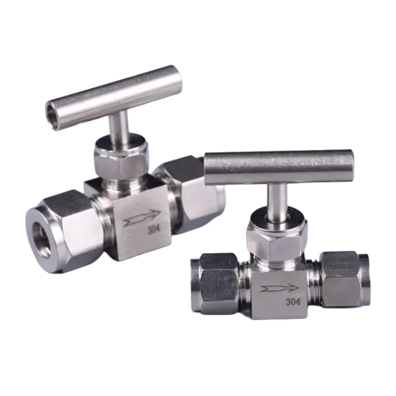 Válvula de Agulha Ajustável Conector de Tubo de Virola Dupla Compressão Aço Inoxidável 304 od 6