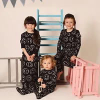 AA-kids boy summer spring fashion clothes 2pcs set cotton long sleeve and short sleeve 2pcs clothes set smile print black set 3