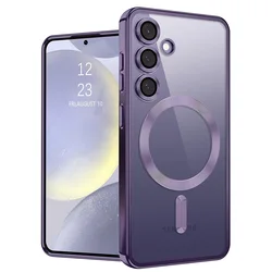 Luxury Plating Silicone Magnetic Magsafe Soft Phone Case Cover - Galaxy S21 FE 5G (PURPLE)