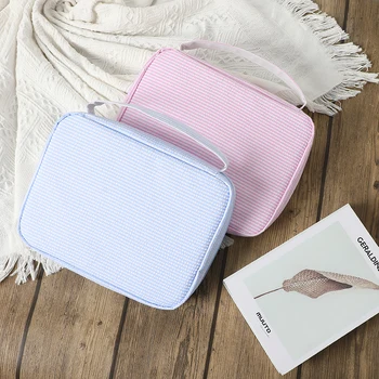 Striped Bible Covers Seersucker Case Bag With Handle For Women Girls Light Weight Art Gifts Teens Book Protective Carrier 1