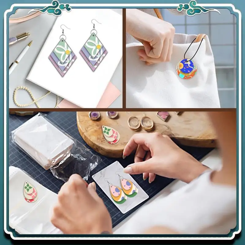 Premium 120Pieces Unfinished Wooden Earrings Blank Wood For Earring 4 Shapes For Wooden Earring With Hooks & Jump Rings