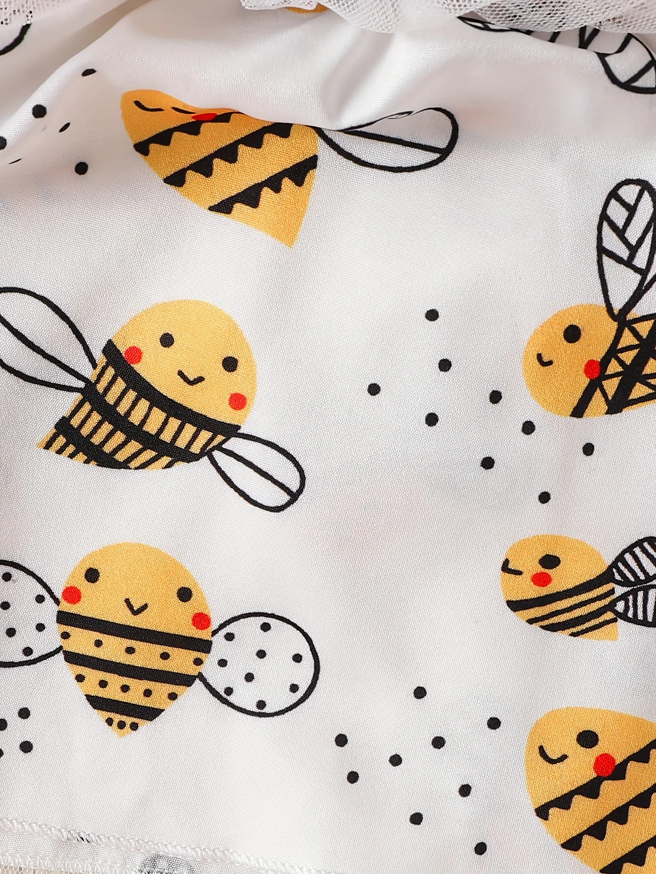 Single-Piece Baby Girl Casual Dress for Spring and Summer, Cute Style, Milk Silk, Fun Cartoon Bee Digital Print Pattern, Mesh Baby Girl Dress 3