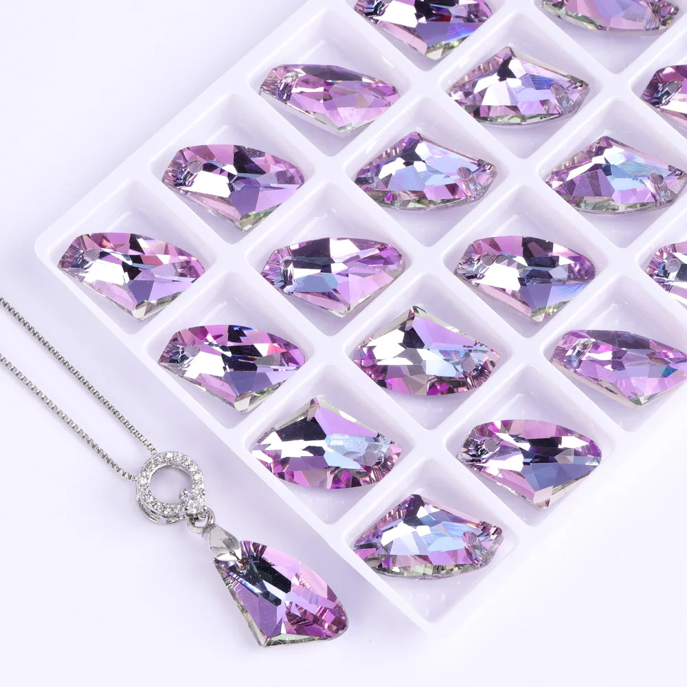 은하 모양의 유리 라인석 펜던트, 단일 모양 반짝이 크리스탈 AB 원석, 쥬얼리 제작용 DIY 액세서리, 12x19mm