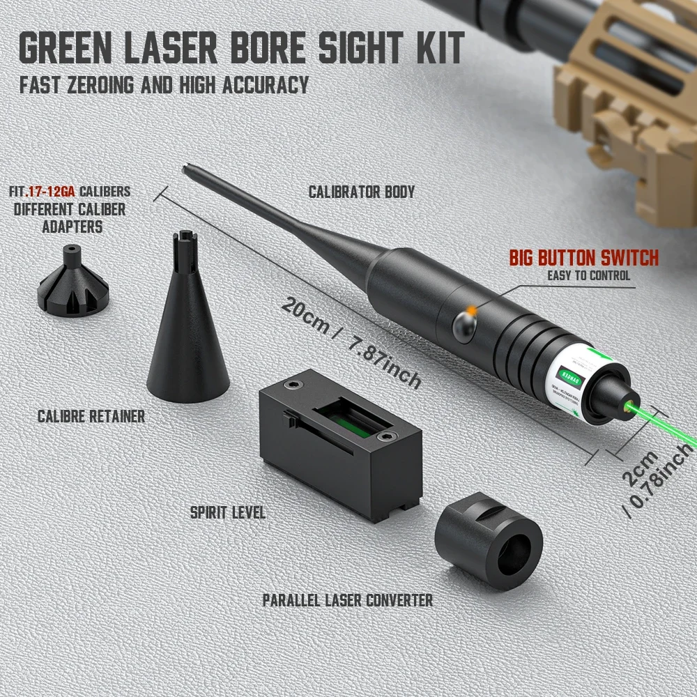Tactical Green Laser Collimator Sight Kit Parallel Calibration Hunting Point Sight for Rifle Pistol Full Caliber Compatible red dot sight