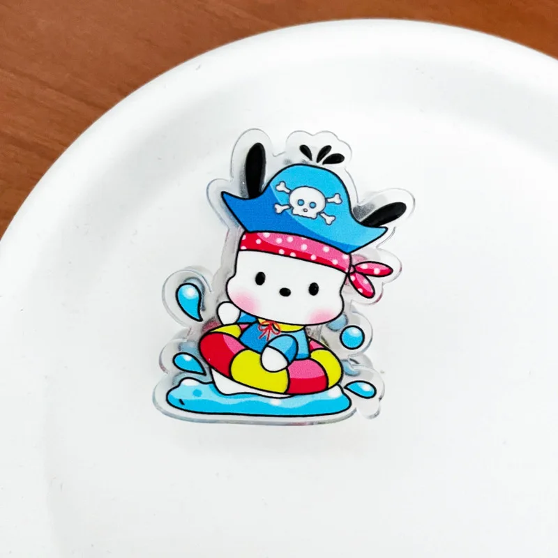 10pcs Kawaii Kitty Kuromi 멜로디 아크릴 롱 테일 오픈 클립 학생 시험지 정보 주최자 사무실 문구 선물