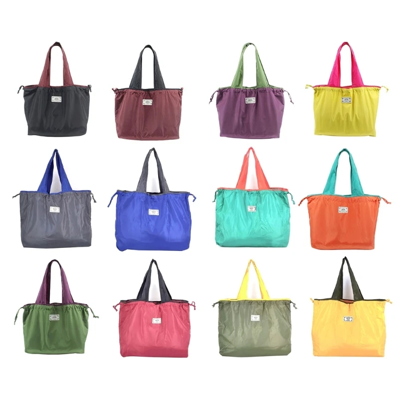 

One-Shoulder Bag Drawstring Waterproof Shopper Bags Practical Grocery Pouches