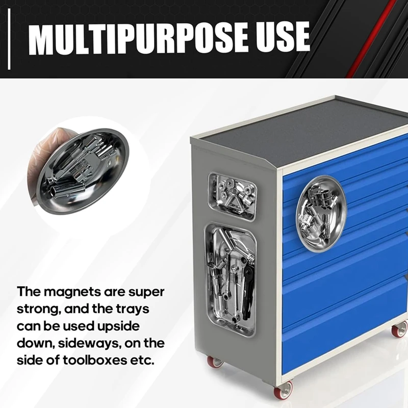 3-Piece Magnetic Tray Holder, Magnetic Parts Tray Set, Thickened Tray,Stainless Steel, Tool Trays For Screw, Bolts, Nuts 3