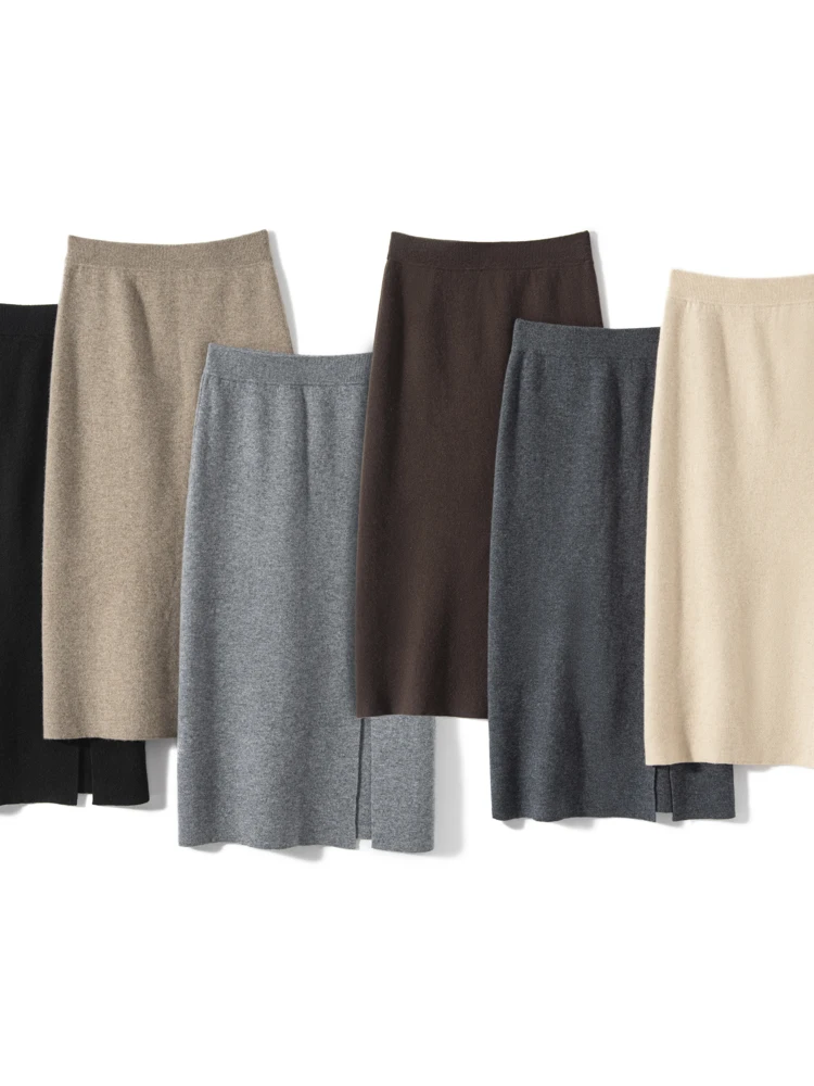 Women's Pure Cashmere Long Skirt - Back View
