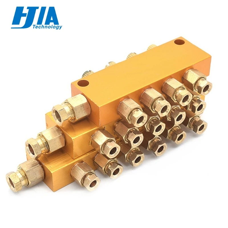 

Aluminum 2/3/4/5/6/7/8/10 Way Adjust Lube Oil Piston Distributor Value Manifold Block 6mm Inlet 4mm Outlet for Lubrication