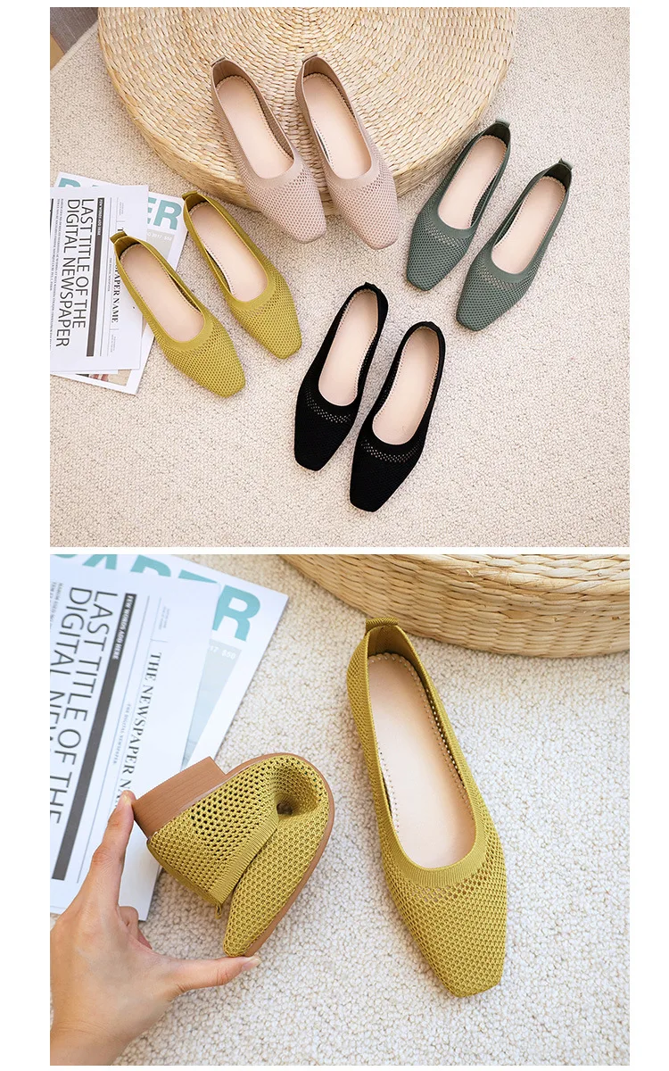 Hollow Knitted Mesh Shoes of Women Summer Comfortable Breathable Lightweight Luxury Girls Air Flats Daily Work Ladies Loafers