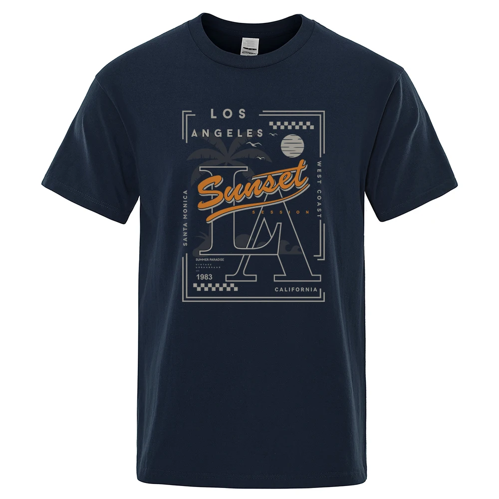 Sunset In Los Angeles, California, 1983 T-Shirt Men Fashion