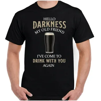 맥주 알코올 음료 바비큐 티 탑, GUINESS 팬 티셔츠, 남녀공용 헬로 다크니스, 내 오랜 친구 프린트 탑, 여름 캐주얼 소프트 티