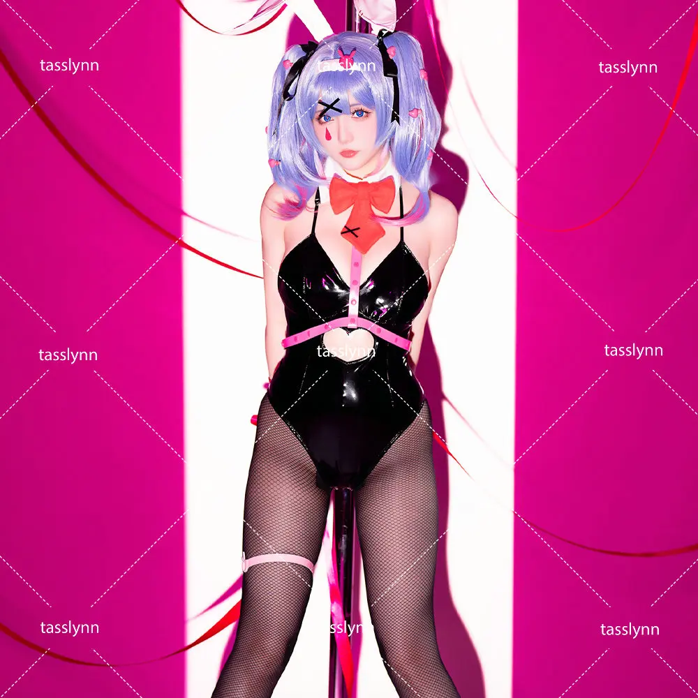 

Mikuu косплей розовый кролик костюм мозаика ролл кролик отверстие Хэллоуин костюмы для женщин брикет Аниме Косплей микуу кролик