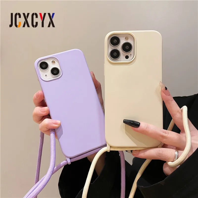 Luxury Liquid Silicone Crossbody Lanyard Phone Case - Shockproof Cover