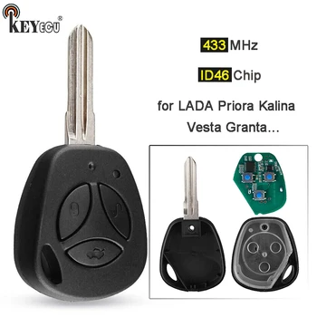 Keyforkess 433MHz ID46 sostituzione Chip chiave a distanza Fob 3 pulsanti per LADA Priora Kalina Vesta Granta con lama non tagliata