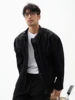 Miyake Pleated Men's Clothes Designer Style Zipper Button Pleated Stand Collar Jacket 1