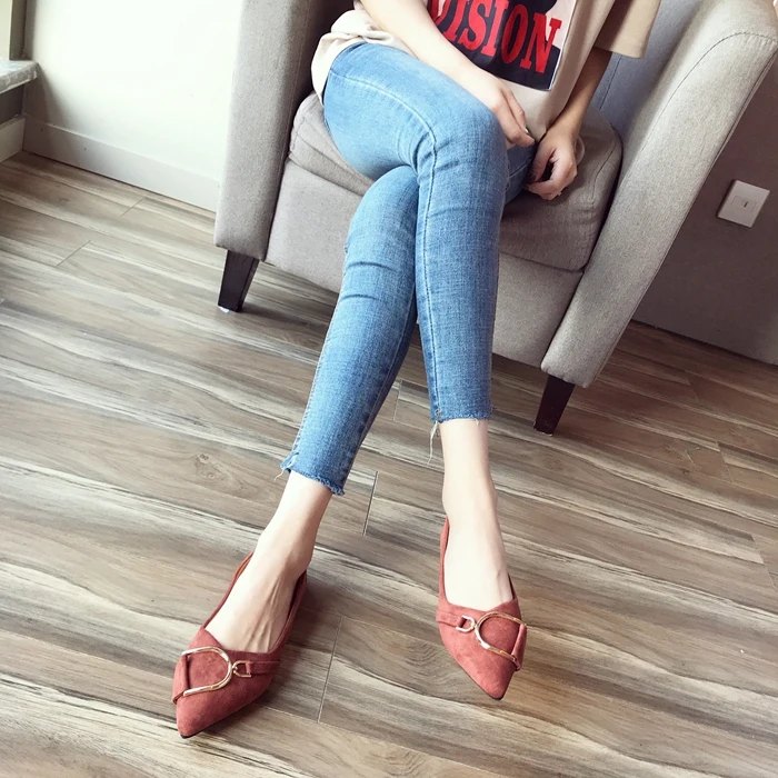 Flat Shoes Women's New Fashion Summer Autumn New Suede Surface Shallow Mouth Pointed Toe Large Size Women's Shoes 4