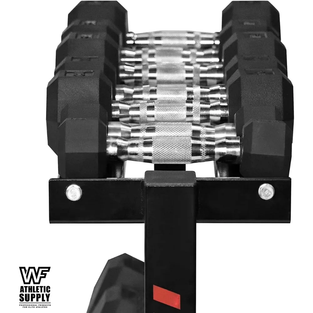 Rubber Hex Dumbbell Set with Rack 3