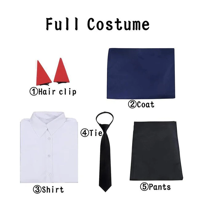 Anime motosserra fantasia para homens, adereços Cosplay, jaqueta, uniforme  colegial, camisa branca, peruca, Halloween, Natal, Carnaval, Presente -  AliExpress