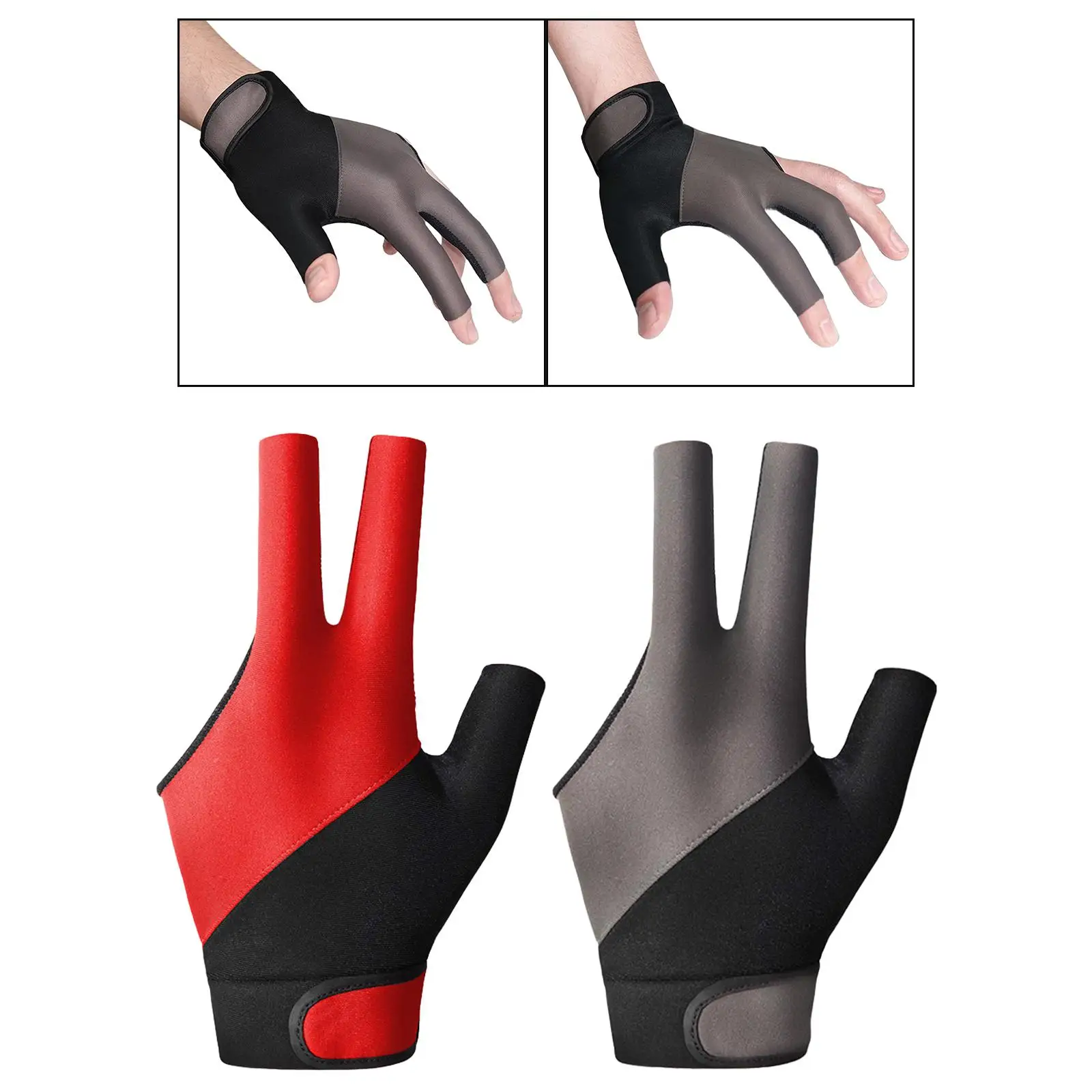 Three Fingers Billiard Glove Durable Nonslip Portable Professional Snooker Cue Glove for Games Playing Women Men Indoor Practice