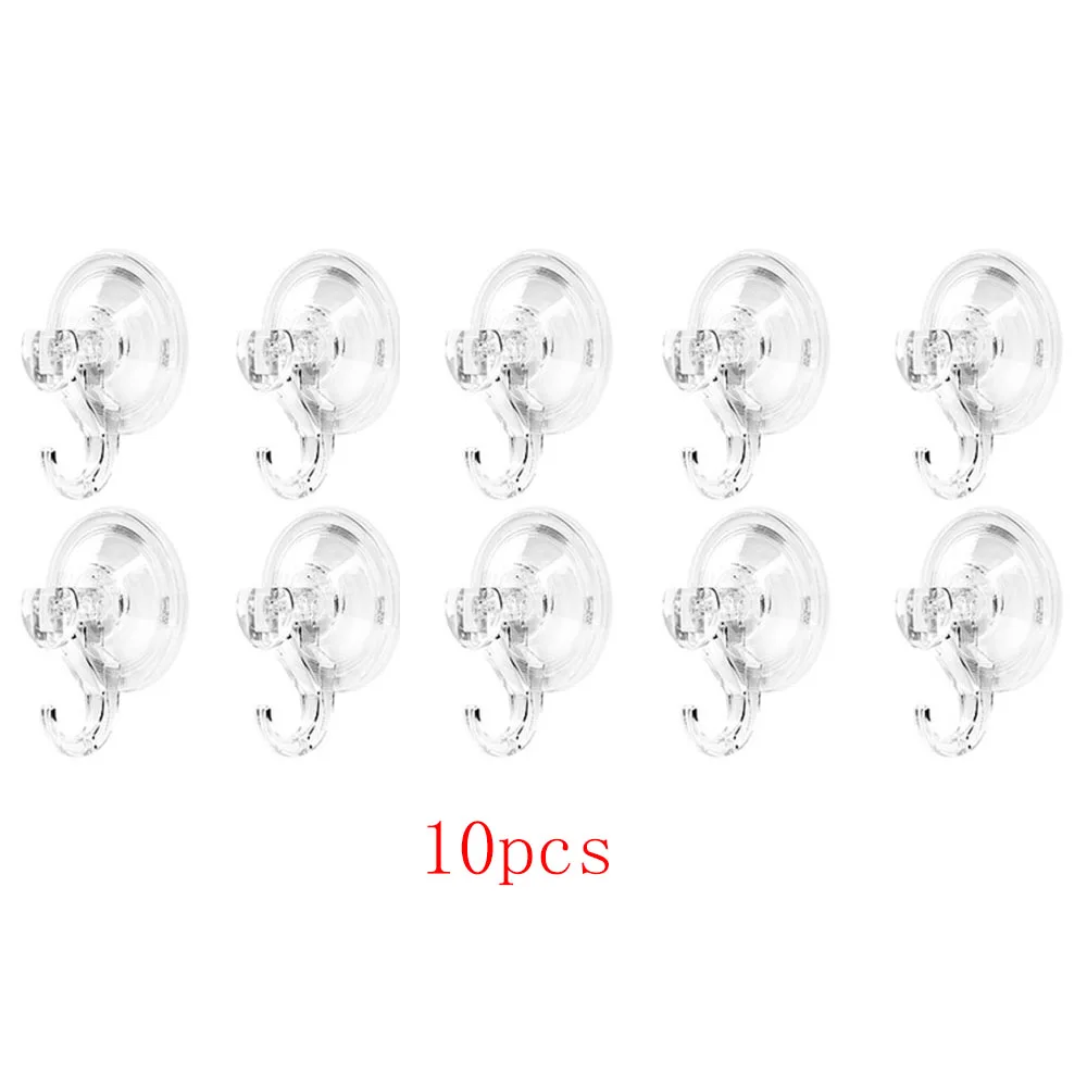 10pcs Suction Cup Hooks, Clear Reusable Heavy Duty Vacuum Suction Cup Hooks Glass Kitchen Bathroom Hooks for Towel