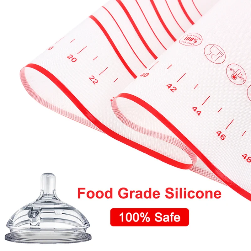 Silicone Baking Mat Rolling Dough Mat Kneading Pad Non-stick Silicone Pastry with Scale Pizza Dough Liner Kitchen Tools