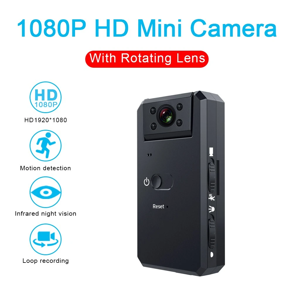 MD90S Mini Camera HD 1080P Wide Angle Night Vision 180 Degree Rotating Camera Sports DV Surveillance Recorder Camcorder streaming camcorder