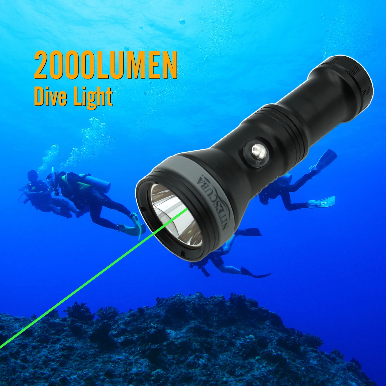 Nitescuba G20 green light AND white light diving flashlight Diving coach command with 26650 battery 2000lumen dive torch rescue