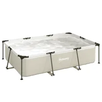 Piscine tubulaire démontable Outsunny 316X238X66.5 cm 3700 L, piscine rectangulaire avec structure métallique stable, patch de réparation, pompe filtrante non incluse pour 2-4 personnes, jardin, extérieur, gris 2