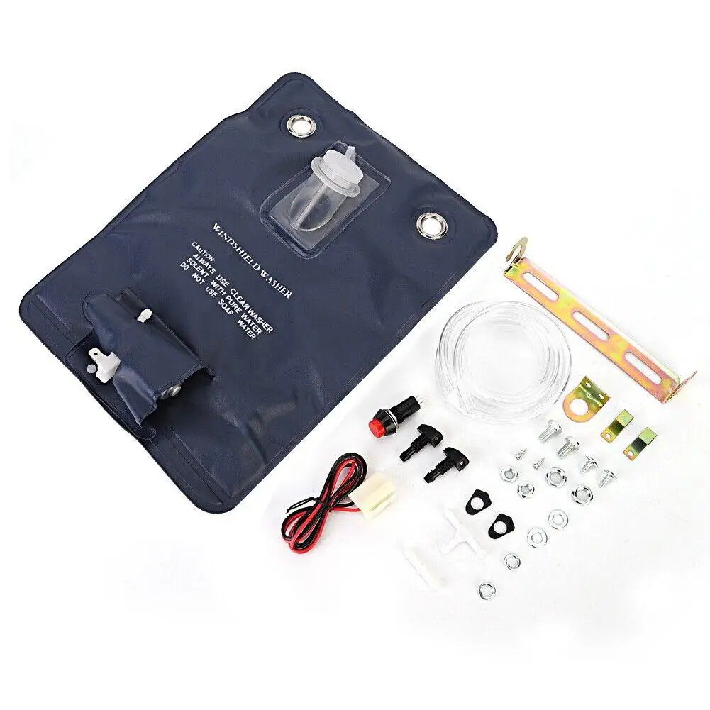Car Windscreen Washer Pump Bag Kit Washer Bottle 12V Plastic
