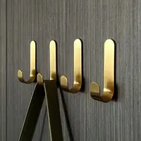 Brass Wall Hook Self Adhesive Brass Hooks Behind-door Key Clothes Hanger Hook J Shaped Towel Holder Bathroom Kitchen Accessories 1