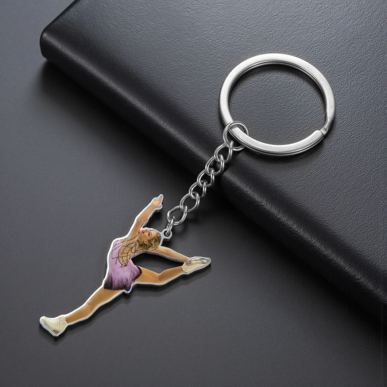 COOLTIME Bunter bedruckter Yoga-Schlüsselanhänger aus Edelstahl, stilvolles Sportzubehör, Unisex-Schmuck für Yoga-Enthusiasten – Detail 33