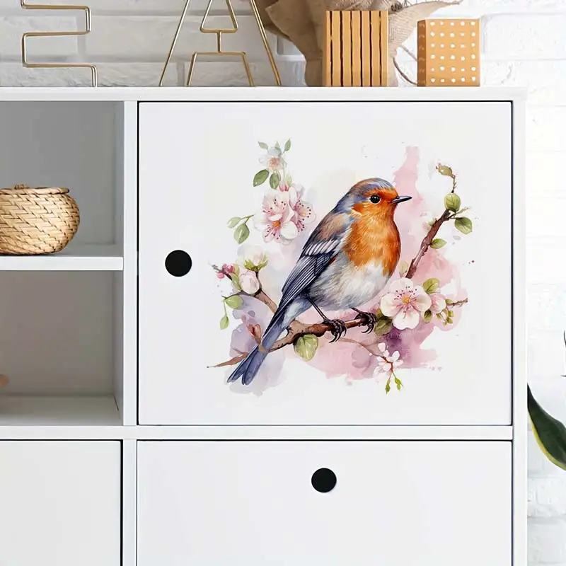 Cute Colorful Robin Bird Wall Sticker Bathroom Living Room Background Decorations Wallpaper Creative Animals Stickers S294 wall stickers,wall sticker