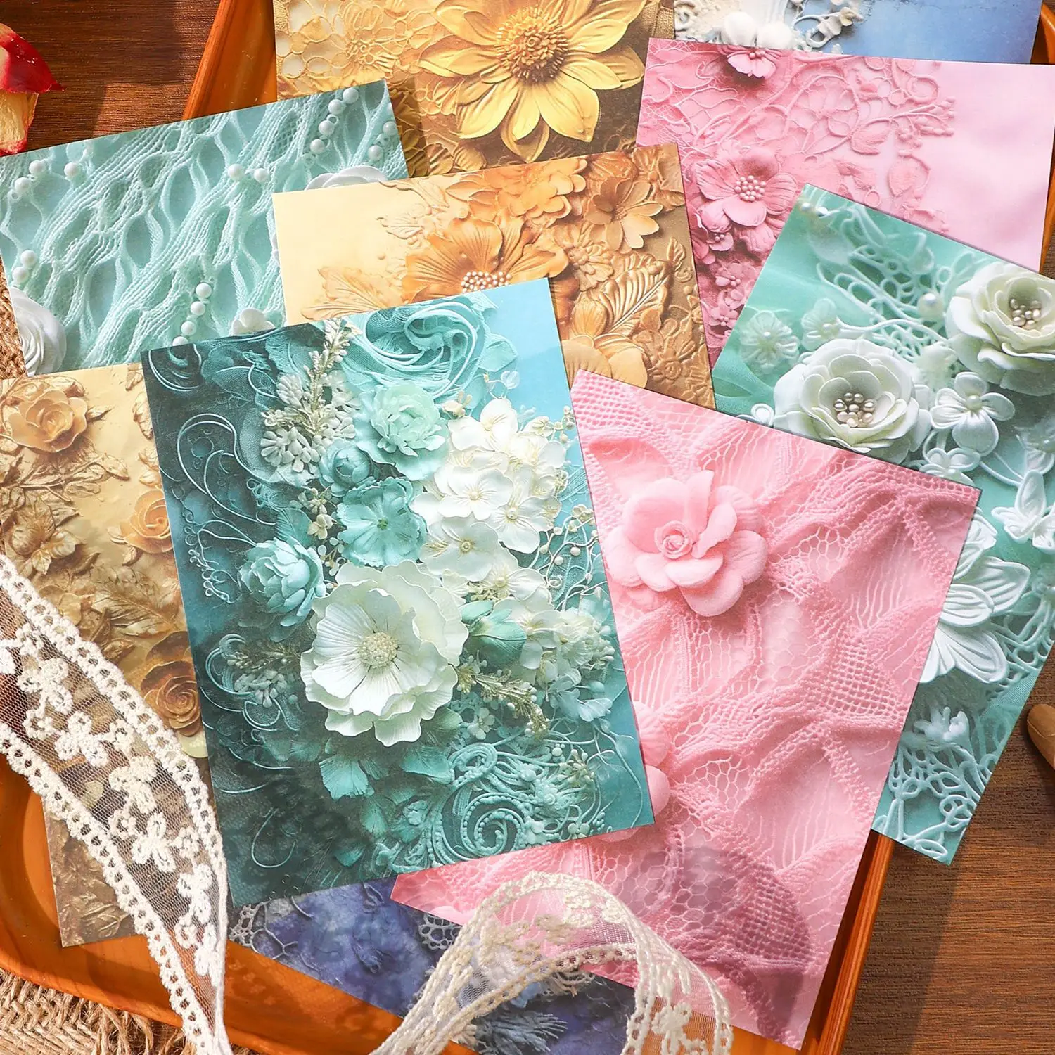30 Sheets 3D stereo Flowers style Decorative Diary Album Scrapbooking Collage material paper Planner Craft Supplies
