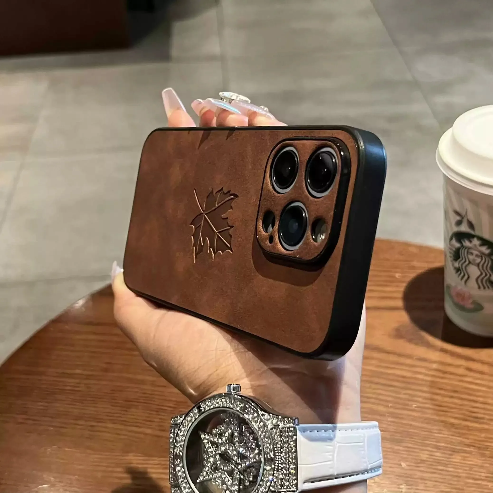 Premium Leaf Design Matte Phone Case - Luxury Cortex Collection