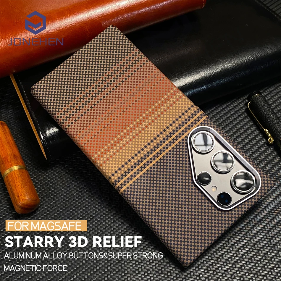 Carbon Fiber Texture Relief Shockproof PC Case with MagSafe Compatibility
