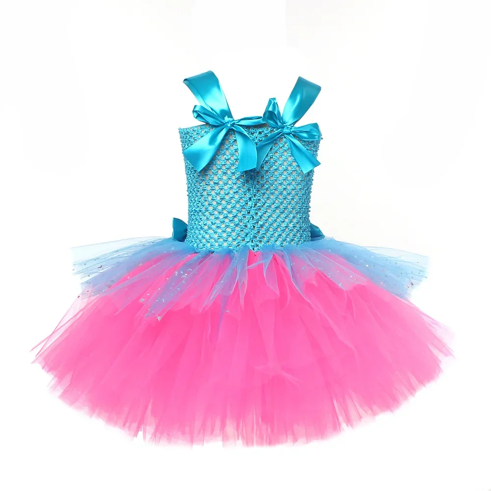Kids Girls Dress Trolls Tutu Dress for Girls Princess Poppy Birthday Costumes for Kids Magic Elves Halloween Dresses Girl Fairy Flower Outfits